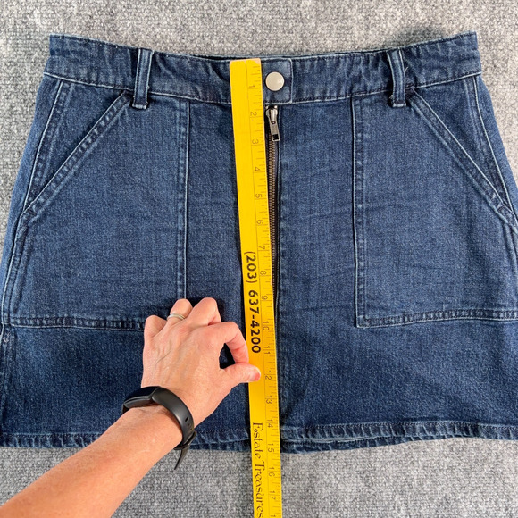 Madewell Denim Mini Skirt H2336 Size 30 (10) Cotton/Elastane Zip Front Pockets - Picture 6 of 7